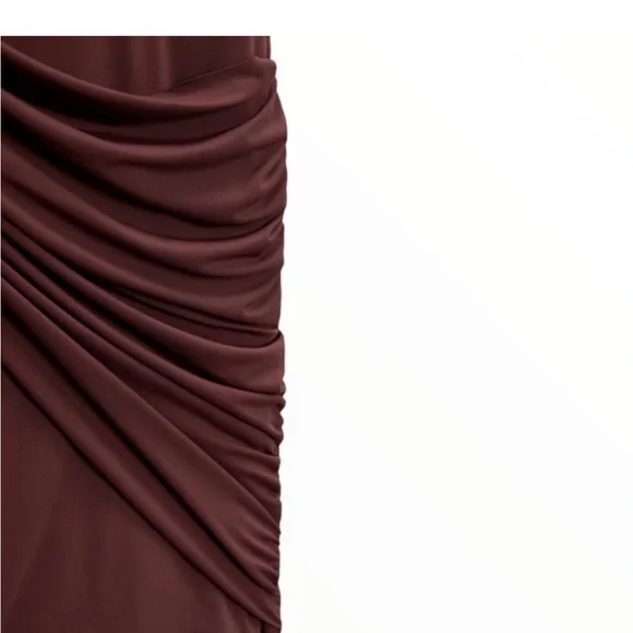 NWT Zara Asymetrical Long Sleeve Brown Dress - Picture 5 of 6